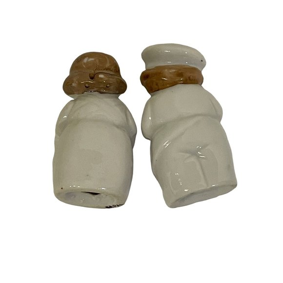 Vintage Bakers Chef Salt & Pepper Shakers Ceramic Japan Hand Painted 2.5" - 3"H - Picture 6 of 9